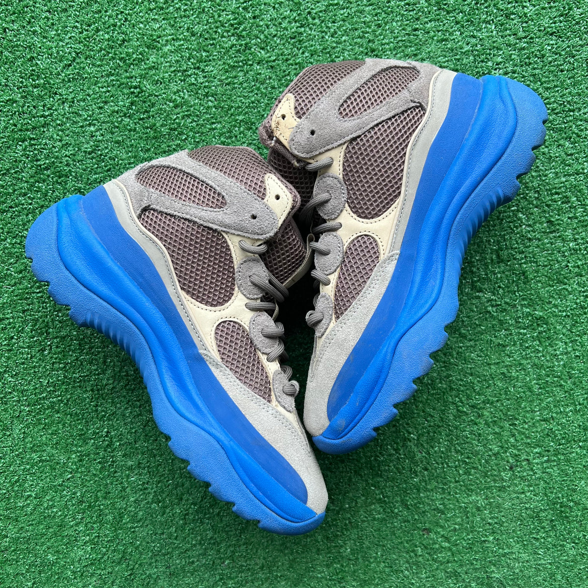 taupe blue yeezy boot