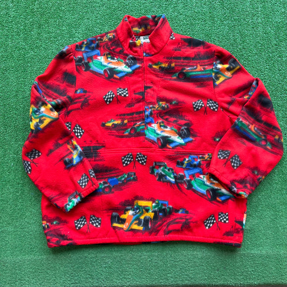 Vintage Race Car Quarter Zip Sweater Size L