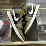 Jordan Black White Olive Mid 1s Size 10