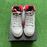 Jordan Black Tongue Fire Red 5s Size 5.5Y