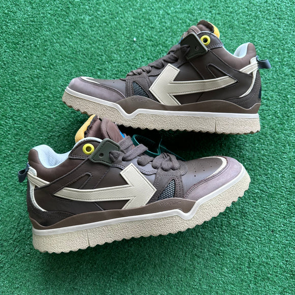 Off White Brown Beige Sponge Mid-Tops Size 43