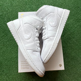 Jordan Triple White Mid 1s Size 9.5W/8M