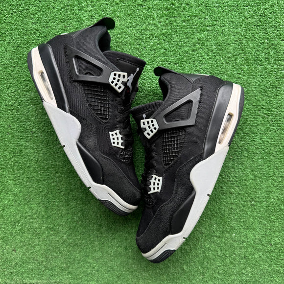 Jordan Black Canvas 4s Size 9.5