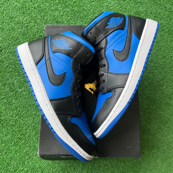Jordan Black Royal Blue Mid 1s Size 8