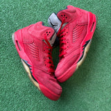 Jordan Red Suede 5s Size 7Y