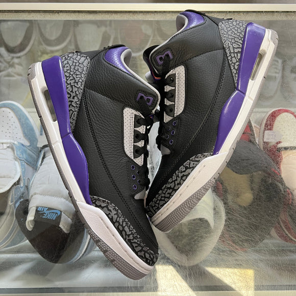 Jordan Black Court Purple 3s Size 9.5
