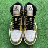 Jordan Metallic Gold Black Mid 1s Size 12