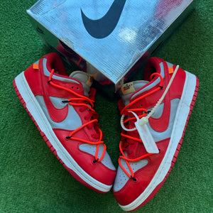 Nike Off White University Red Low Dunk Size 10.5