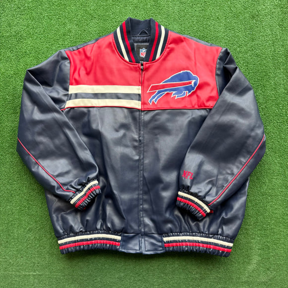Vintage Buffalo Bills Leather Jacket Size XXL