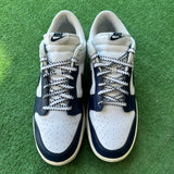 Nike White Midnight Navy Low Dunk Size 11.5