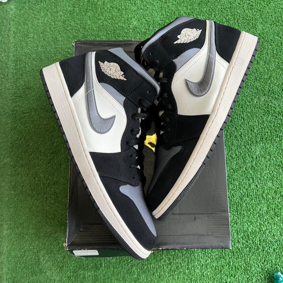 Jordan Black Smoke Grey Mid 1s Size 13