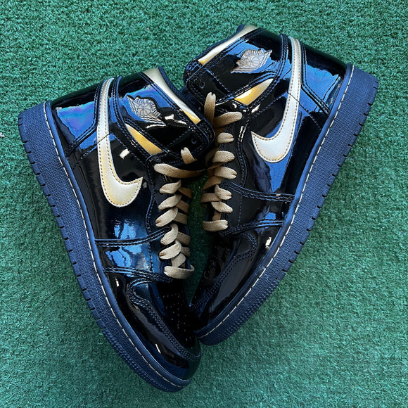 Jordan Black Metallic Gold 1s Size 7Y