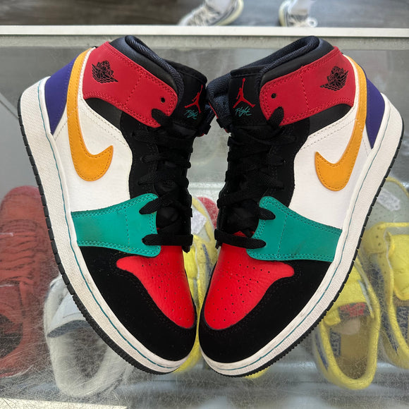Jordan Bred Multi Color Mid 1s Size 7Y