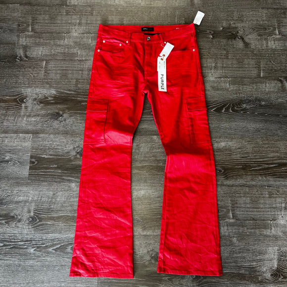 Purple Red Leather Jeans Size 36W