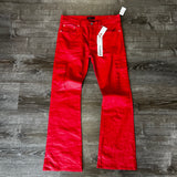 Purple Red Leather Jeans Size 36W