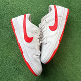 Nike White Picante Red Low Dunks Size 9.5