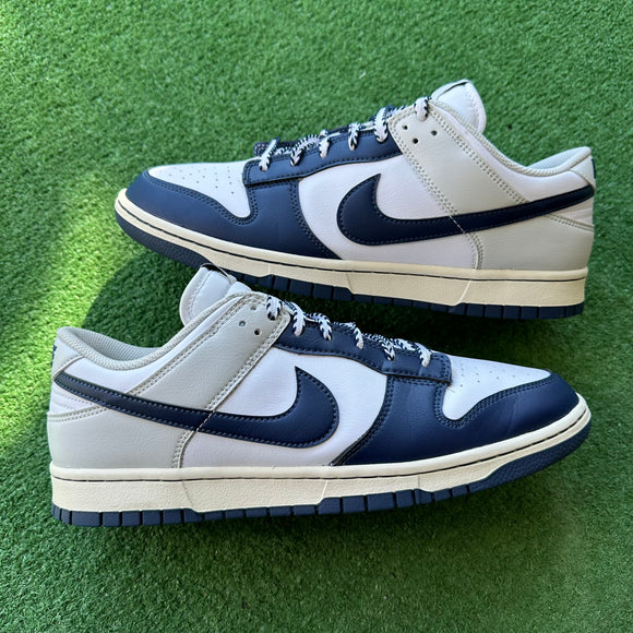 Nike White Midnight Navy Low Dunk Size 11.5