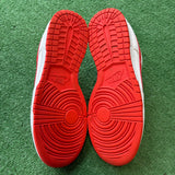 Nike White Picante Red Low Dunks Size 9.5