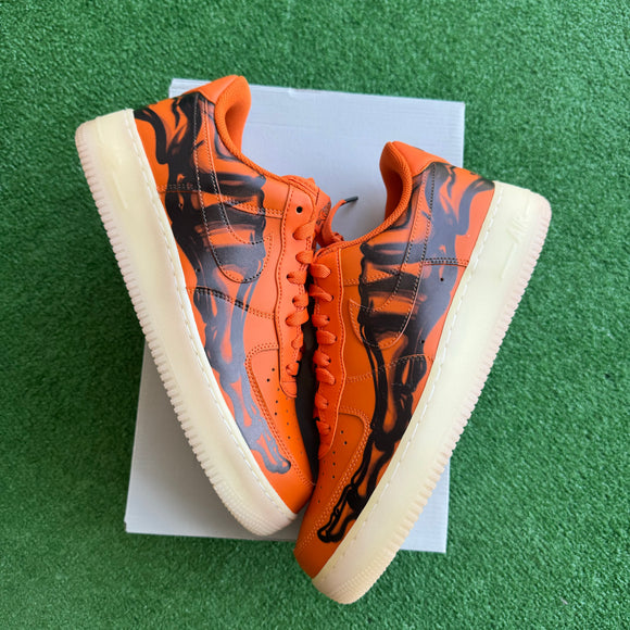 Nike Orange Skeleton Low Air Force 1s Size 10.5