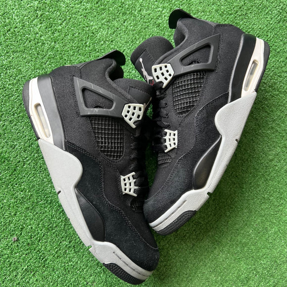 Jordan Black Canvas 4s Size 10