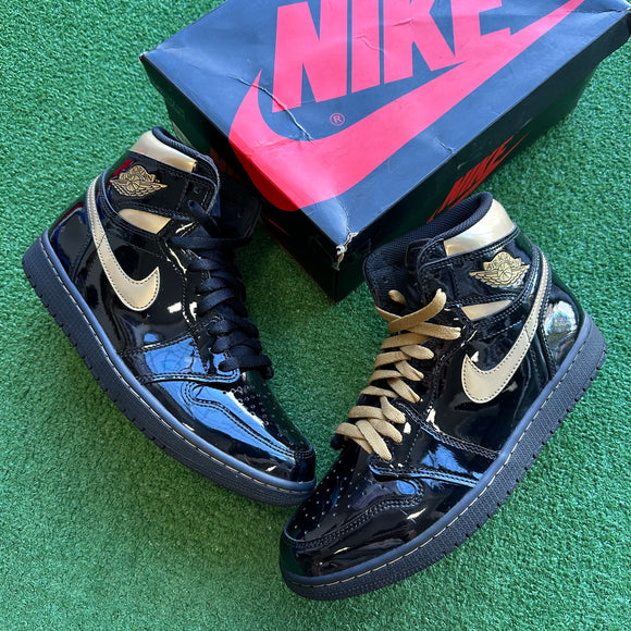 Jordan Black Metallic Gold 1s Size 9.5
