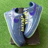 Nike Patent Leather Mystic Navy Grape Low Air Force 1s Size 10.5