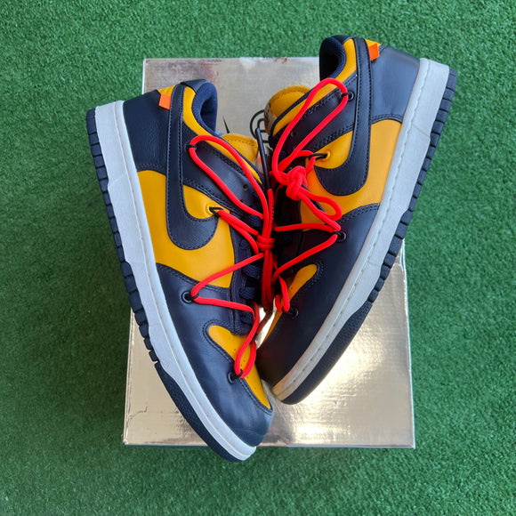 Nike Off White University Gold Low Dunks Size 9.5
