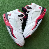 Jordan Black Tongue Fire Red 5s Size 12