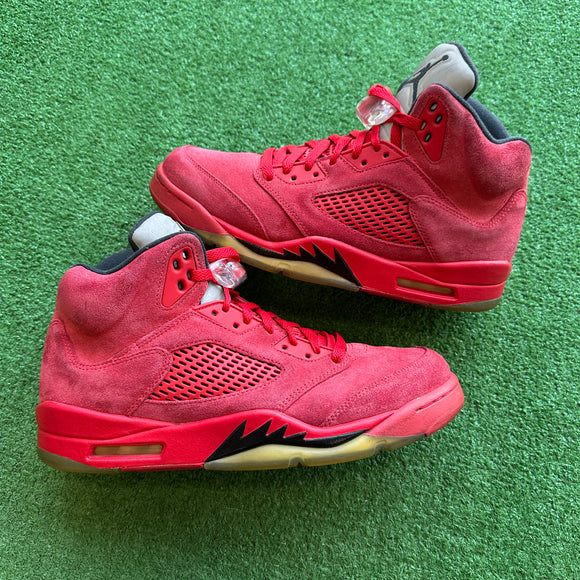 Jordan Red Suede 5s Size 10