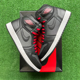Jordan Black Satin Gym Red 1s Size 10
