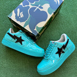 A Bathing Ape Turquoise Black Patent Leather Bapesta Size 11