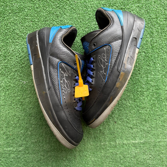 Jordan Off White Black Blue Low 2s Size 10.5