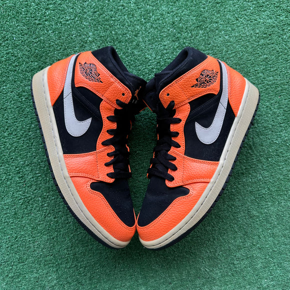 Jordan Black Cone Mid 1s Size 9.5