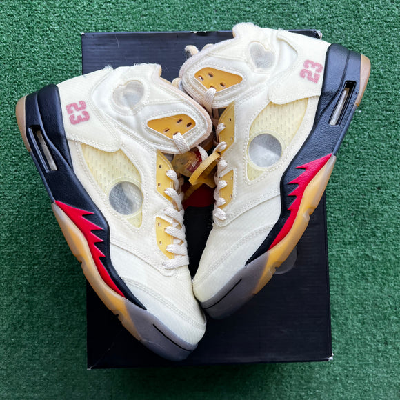 Jordan Off White Sail 5s Size 8.5