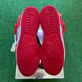 Nike Off White University Red Low Dunk Size 10.5