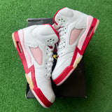 Jordan White Pink Red 5s Size 6Y