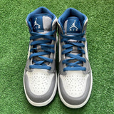 Jordan Cement True Blue Mid 1s Size 5Y