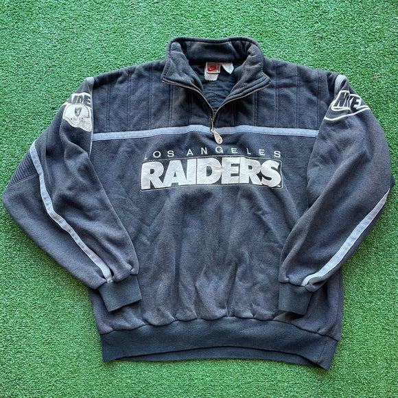 Vintage Los Angeles Raiders Nike Quarter Zip Sweater Size XL