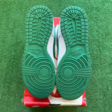 Nike White Green Noise Low Dunks Size 9.5.W/8M