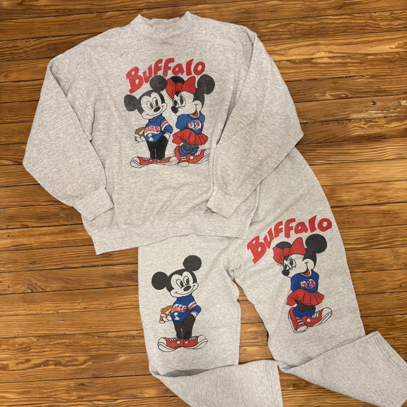 Vintage Buffalo Bills Mickey and Minnie Disney Sweat Suit Size L