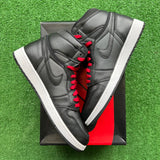 Jordan Black Satin Gym Red 1s Size 10