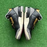 Jordan Black Cement Gold 3s Size 7.5W/6M