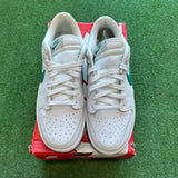 Nike White Green Noise Low Dunks Size 9.5.W/8M