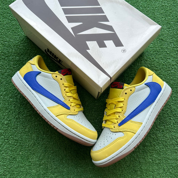 Jordan Travis Scott Canary Low 1s. Size 7W/5.5M
