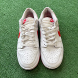 Nike White Picante Red Low Dunks Size 9.5