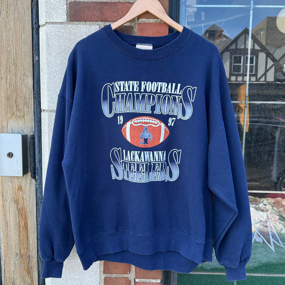 Vintage 1997 Lackawanna Steelers State Football Champions Crewneck Size XL