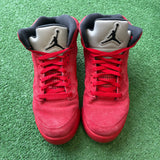 Jordan Red Suede 5s Size 7Y