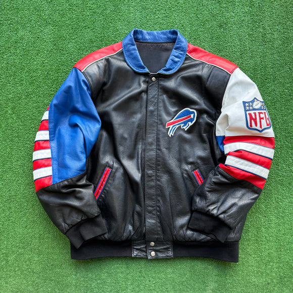 Vintage Buffalo Bills Jeff Hamilton Leather Jacket Size XL
