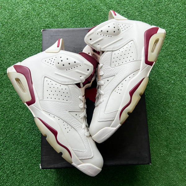 white and burgundy 6s