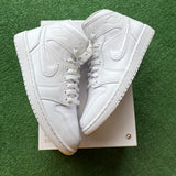 Jordan Triple White Mid 1s Size 9.5W/8M